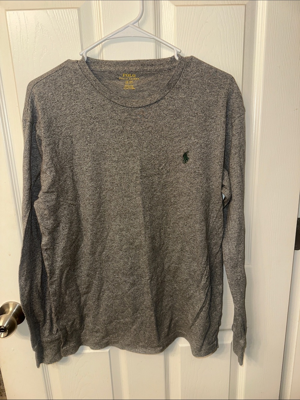 Polo by Ralph Lauren Gray Long-Sleeve Crewneck with Green Pony Logo